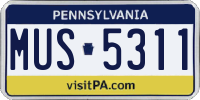 PA license plate MUS5311