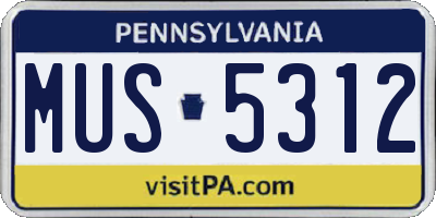 PA license plate MUS5312