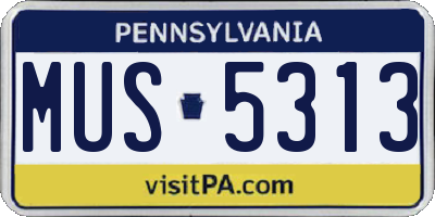 PA license plate MUS5313