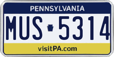 PA license plate MUS5314