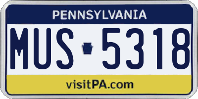 PA license plate MUS5318