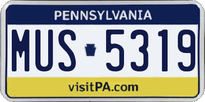 PA license plate MUS5319