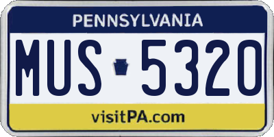PA license plate MUS5320