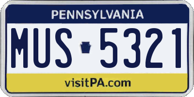 PA license plate MUS5321