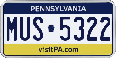 PA license plate MUS5322
