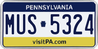 PA license plate MUS5324