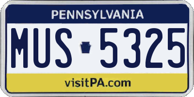 PA license plate MUS5325