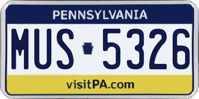 PA license plate MUS5326