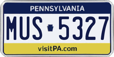 PA license plate MUS5327