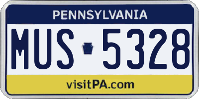 PA license plate MUS5328