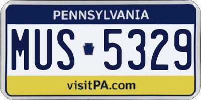 PA license plate MUS5329