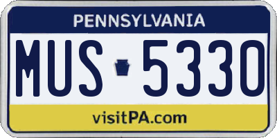 PA license plate MUS5330