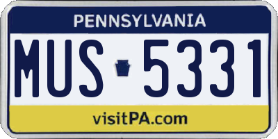 PA license plate MUS5331