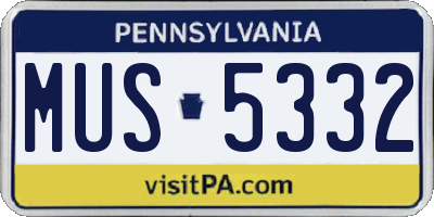 PA license plate MUS5332