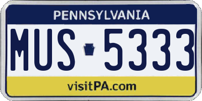 PA license plate MUS5333