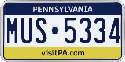 PA license plate MUS5334
