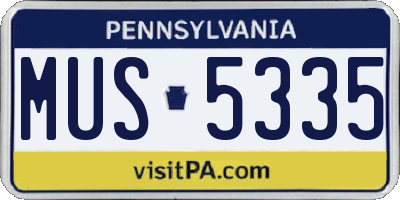 PA license plate MUS5335