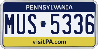 PA license plate MUS5336