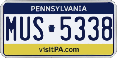 PA license plate MUS5338