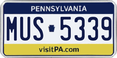 PA license plate MUS5339
