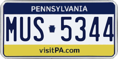 PA license plate MUS5344