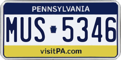PA license plate MUS5346