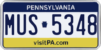 PA license plate MUS5348