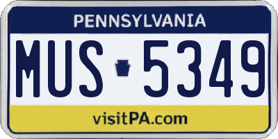 PA license plate MUS5349