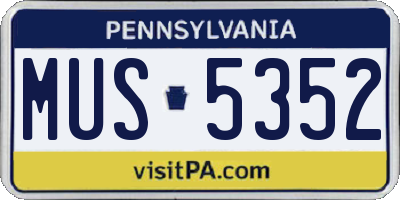 PA license plate MUS5352