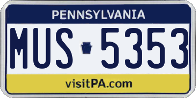 PA license plate MUS5353