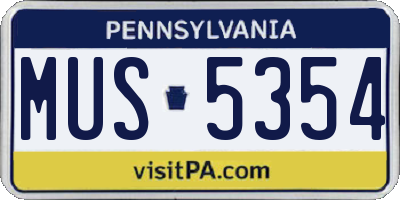 PA license plate MUS5354