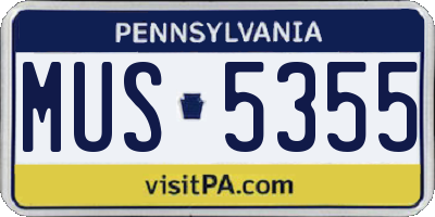 PA license plate MUS5355