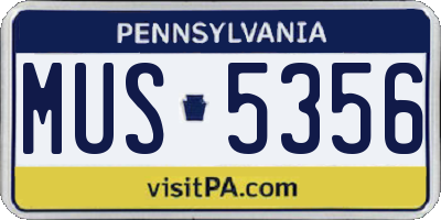 PA license plate MUS5356