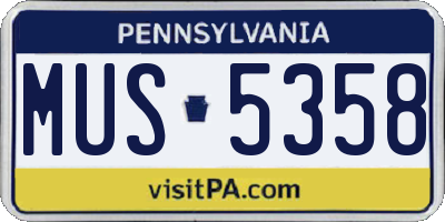 PA license plate MUS5358