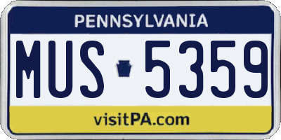 PA license plate MUS5359