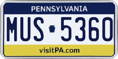 PA license plate MUS5360