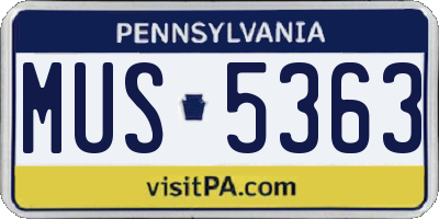 PA license plate MUS5363