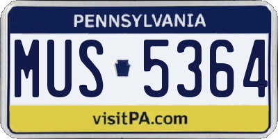 PA license plate MUS5364