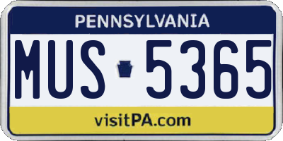 PA license plate MUS5365