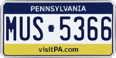 PA license plate MUS5366