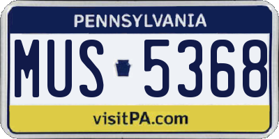PA license plate MUS5368