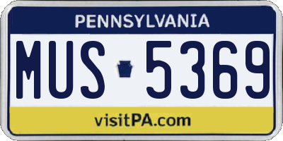 PA license plate MUS5369