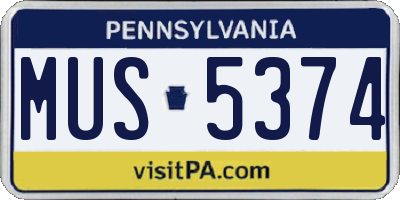 PA license plate MUS5374