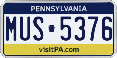 PA license plate MUS5376