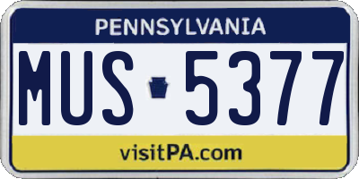 PA license plate MUS5377
