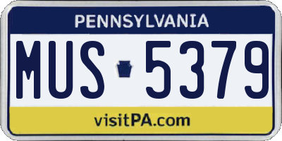 PA license plate MUS5379