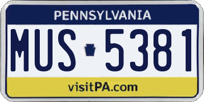 PA license plate MUS5381