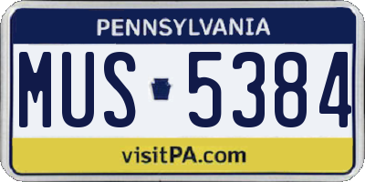 PA license plate MUS5384