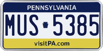 PA license plate MUS5385