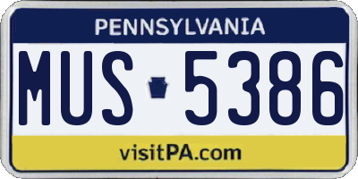 PA license plate MUS5386